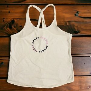 Under Armour White Graphic Criss Cross Workout Tank Top | Size M |